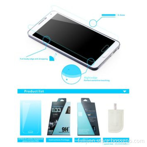 9H anti-crack 0.2mm round angle tempered glass screen protector with design, for Samsung Note3
